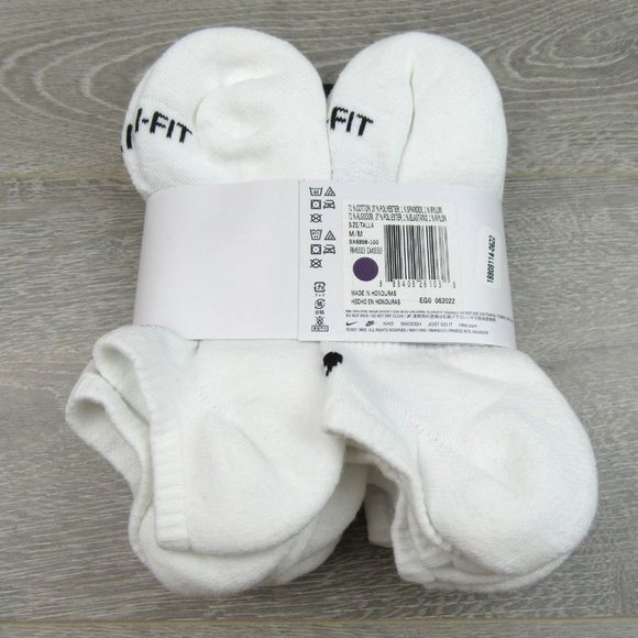 Nike Everyday Plus No Show Socks White 6 Pack Womens 6-10 / Youth 5Y-7Y NEW - Picture 7 of 9